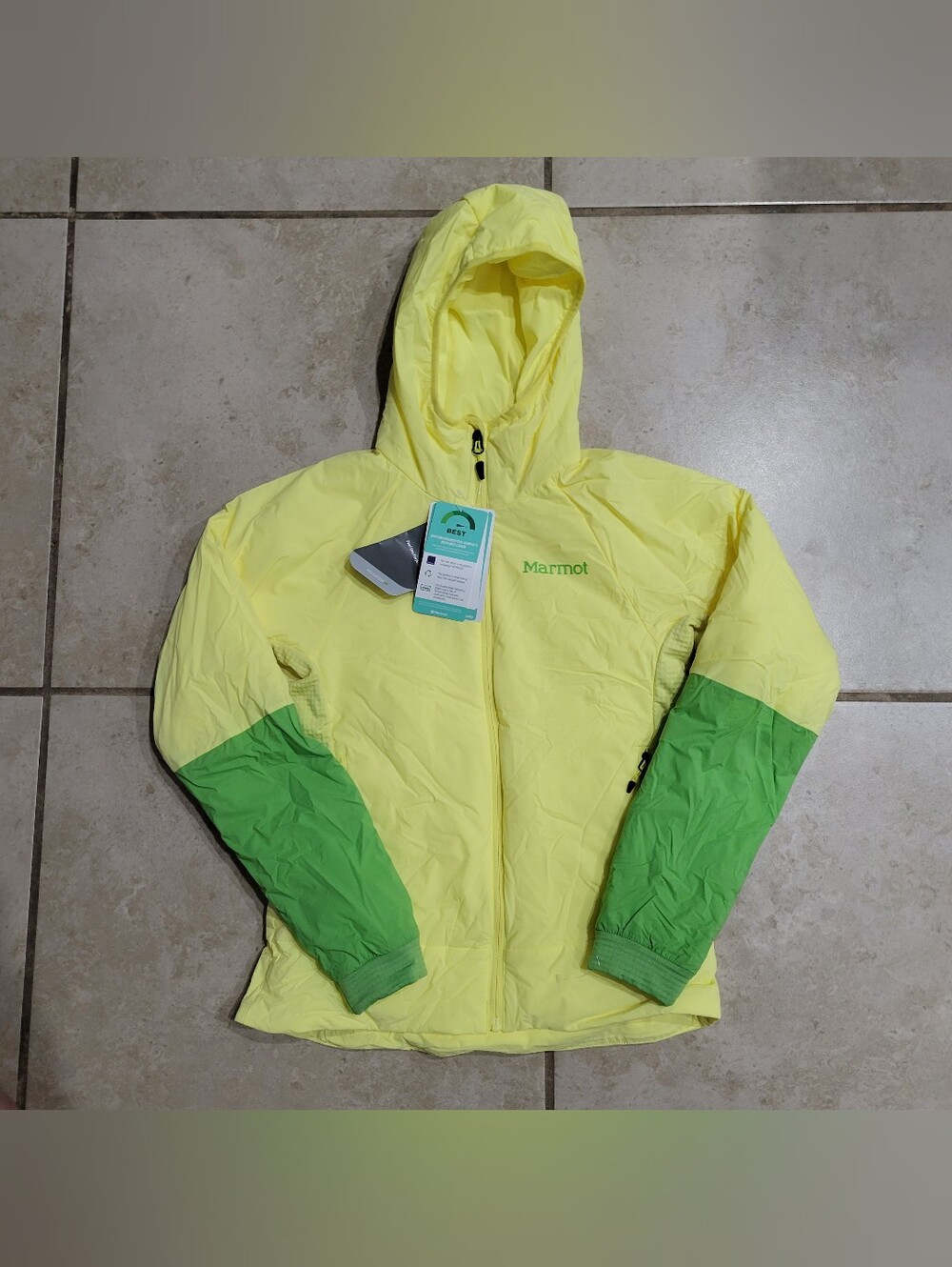 Marmot Women's XS Novus LT Hybrid Insulated Hoodie Yellow Green Extra Small